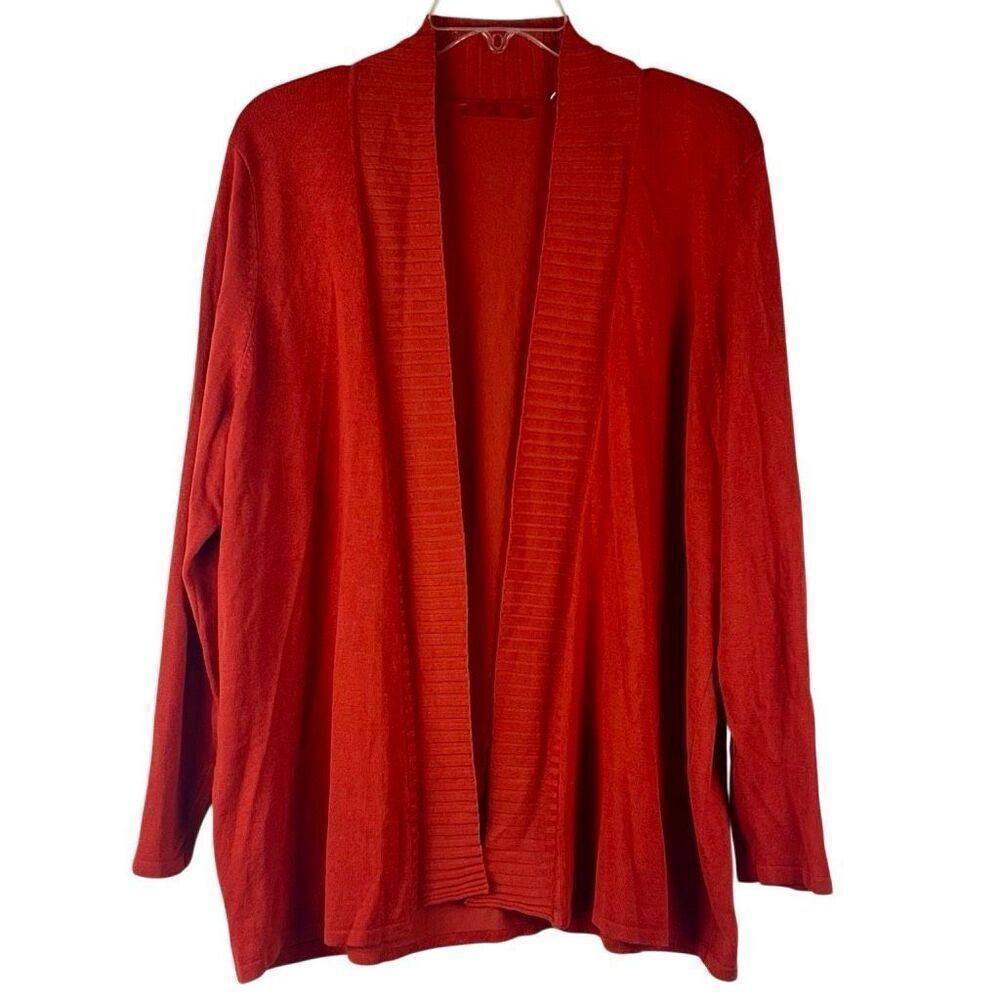 Red Woman Reddish Orange Open Front Knit Cardigan 3X